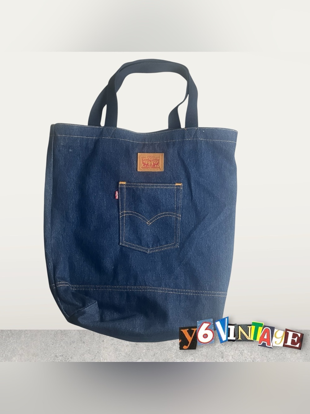 Levi's Navy Denim Tote Messenger Bag with Front Pocket
